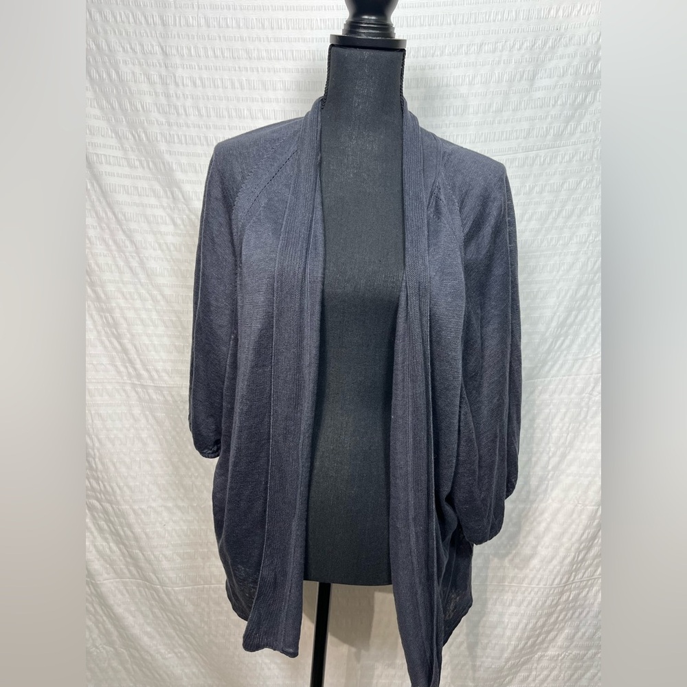Wrap London Women's Linen Blue Three-quarter sleeve cardigan Size 6